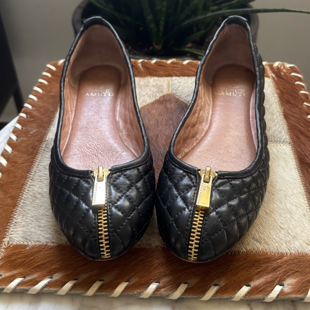 Vince Camuto Quilted Leather Flats w/Zipper